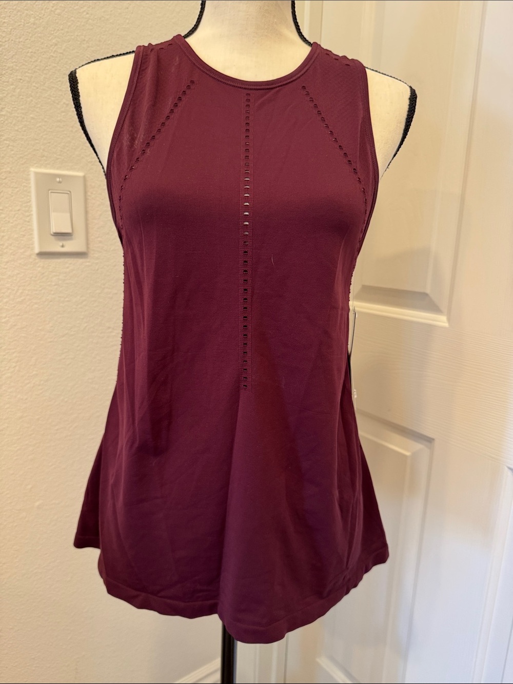 Athleta Burgundy Eyelet Trim Sleeveless Tank